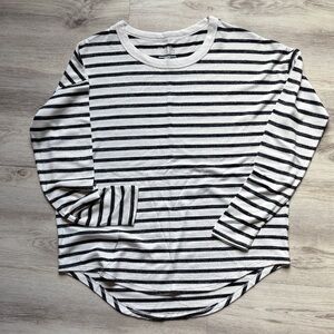 Time and Tru Black and White Striped Long Sleeve Tee